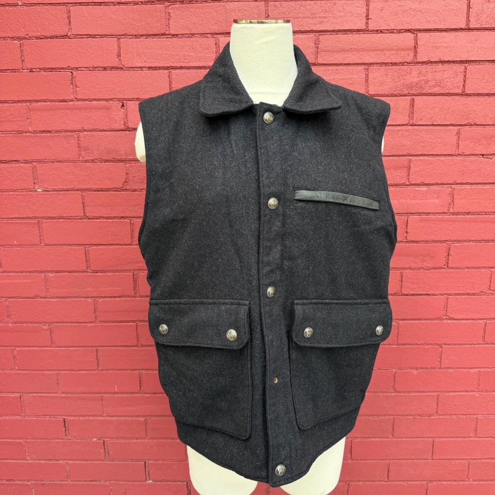 Cripple Creek Wool Blend Vest Mens Size Medium Gray Western Workwear Collared‎